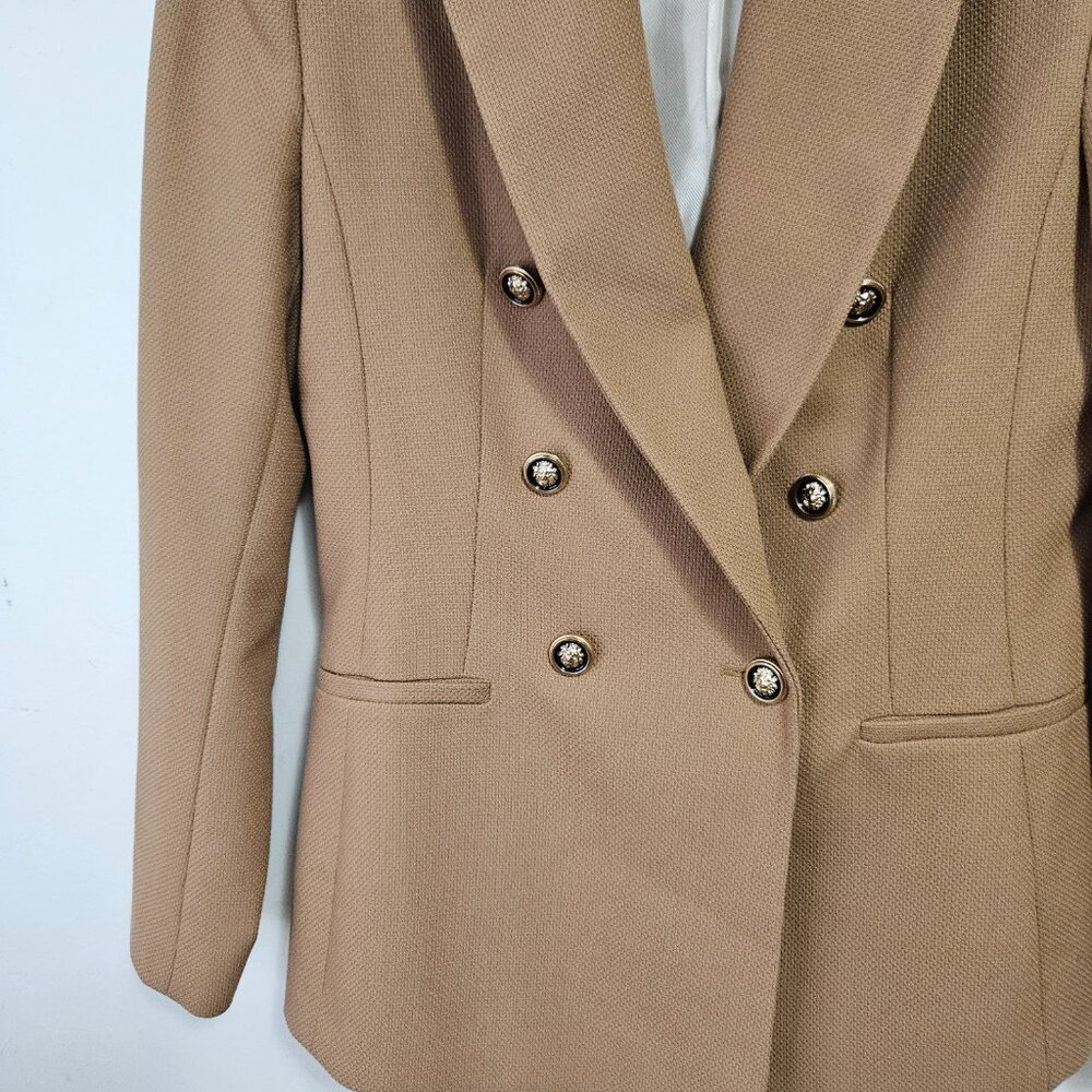 Zara Double Breasted Tailored Blazer Jacket Sz S Camel Tan 2753/225 - Picture 5 of 9